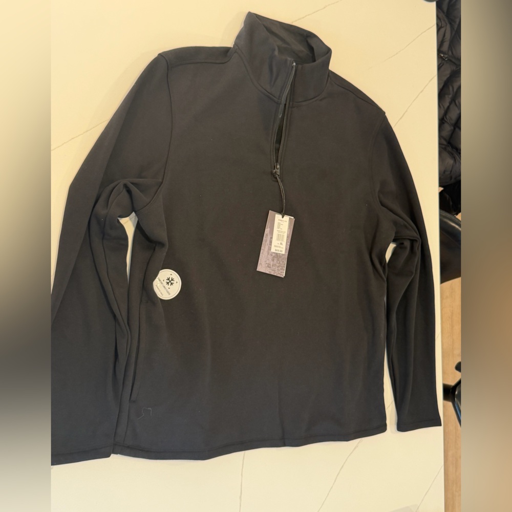 Kenneth Cole Black Quarter-Zip Sweater Soft Fleece Inside